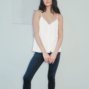 (A55) Lulu's Must Be Love White Button-Front Cami Top, Size Medium, NWT